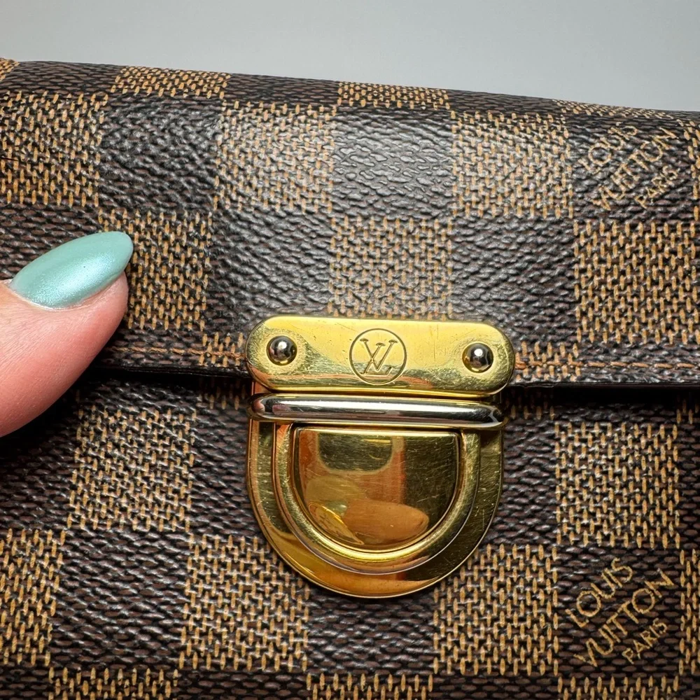 SOLF Louis Vuitton Damier Ebene Koala Wallet w/ Red Interior